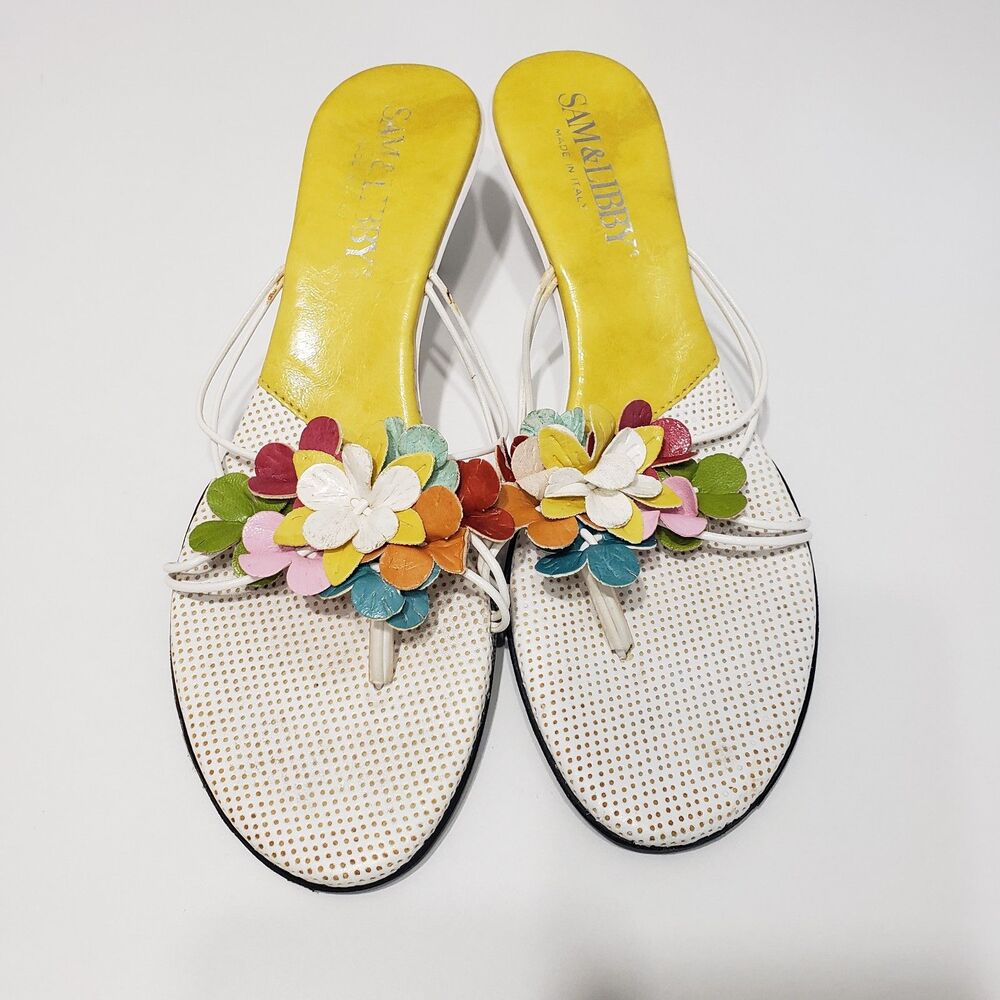 Adorable Sam & Libby Slip on Kitten Heel Colorful Sandals, Size 37 (size 6.5) - Picture 7 of 7